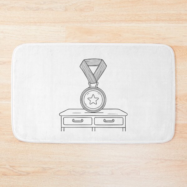 Item preview, A varsity award medal placed on a locker shelf in sketch illustration designed and sold by rasagamastore.