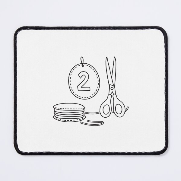 Item preview, A varsity number patch lying beside sewing scissors in sketch form designed and sold by rasagamastore.