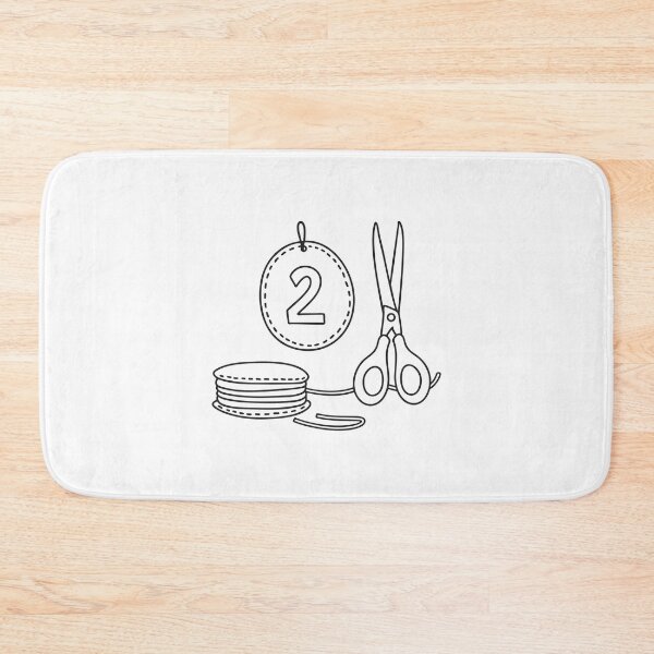 Item preview, A varsity number patch lying beside sewing scissors in sketch form designed and sold by rasagamastore.