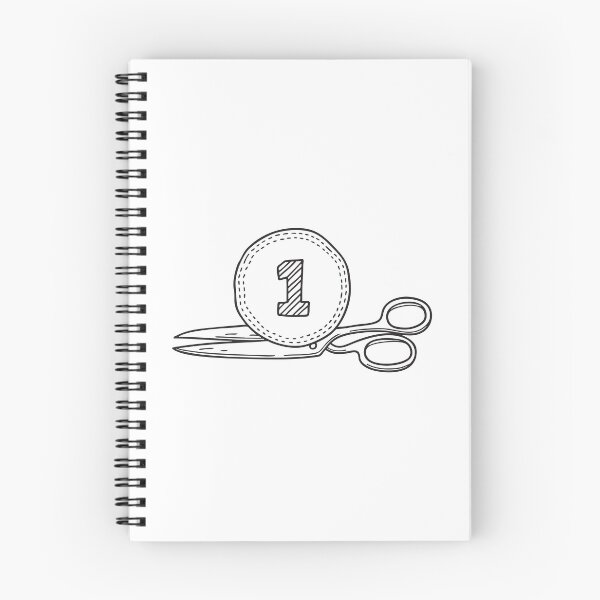 Item preview, A varsity number patch placed next to sewing scissors in doodle drawing designed and sold by rasagamastore.