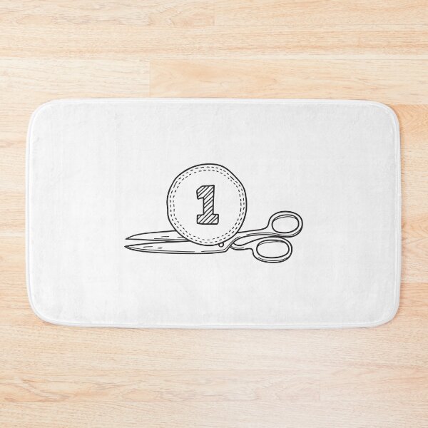Item preview, A varsity number patch placed next to sewing scissors in doodle drawing designed and sold by rasagamastore.