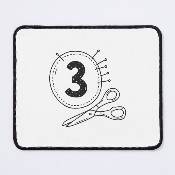 Item preview, A varsity number patch beside a pair of sewing scissors in hand drawn style designed and sold by rasagamastore.