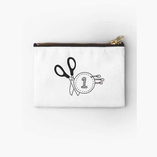 Item preview, A varsity cloth number patch next to sewing scissors in doodle sketch designed and sold by rasagamastore.
