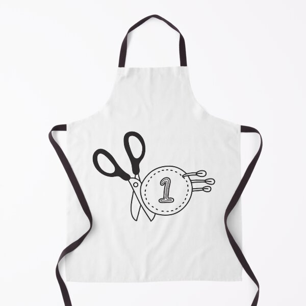 Item preview, A varsity cloth number patch next to sewing scissors in doodle sketch designed and sold by rasagamastore.