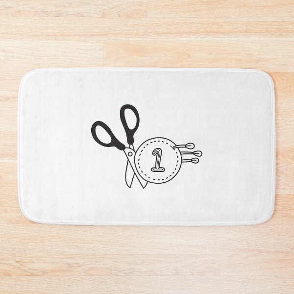 Item preview, A varsity cloth number patch next to sewing scissors in doodle sketch designed and sold by rasagamastore.