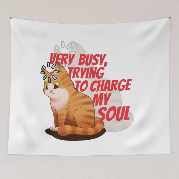 Item preview, Cat Very busy trying to charge my soul - Red designed and sold by PoddighiArt.