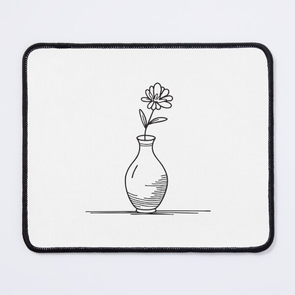 Item preview, A vase holding a single stem in doodle illustration designed and sold by rasagamastore.