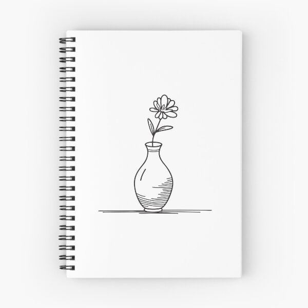 Item preview, A vase holding a single stem in doodle illustration designed and sold by rasagamastore.