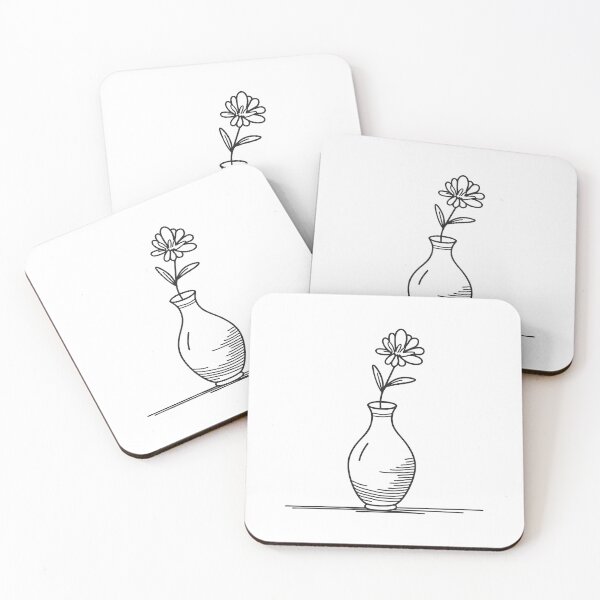 Item preview, A vase holding a single stem in doodle illustration designed and sold by rasagamastore.