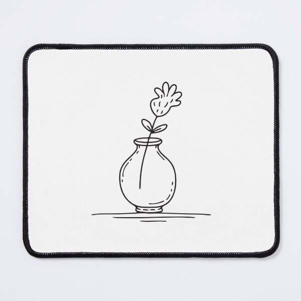 Item preview, A vase containing a single plant stem in doodle sketch designed and sold by rasagamastore.