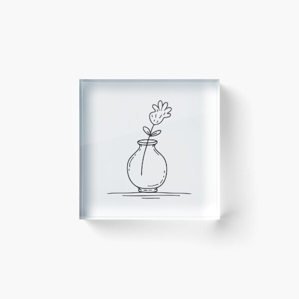 Item preview, A vase containing a single plant stem in doodle sketch designed and sold by rasagamastore.