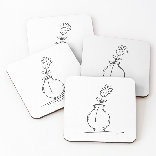 Item preview, A vase containing a single plant stem in doodle sketch designed and sold by rasagamastore.