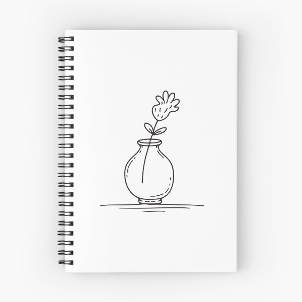 Item preview, A vase containing a single plant stem in doodle sketch designed and sold by rasagamastore.
