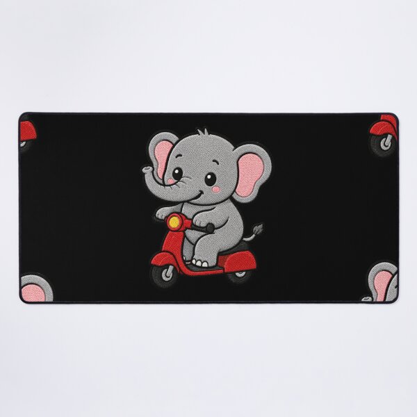 Item preview, Cute Elephant Riding Red Scooter Kawaii Embroidery Patch designed and sold by ColorSplash123.