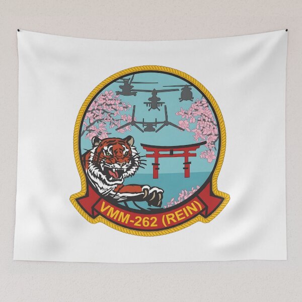 Item preview, USMC VMM-262 Reinforced Flying Tigers Gold Border Patch designed and sold by CharlieDesings.