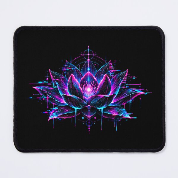 Item preview, Glitch Lotus – Neon Cyber Occult Flower Art designed and sold by JupiterGlitchEmpire.