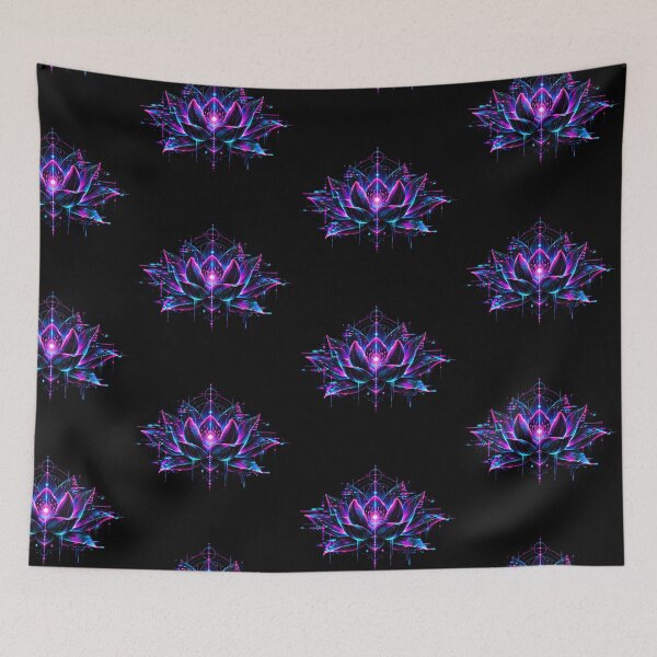 Item preview, Glitch Lotus – Neon Cyber Occult Flower Art designed and sold by JupiterGlitchEmpire.