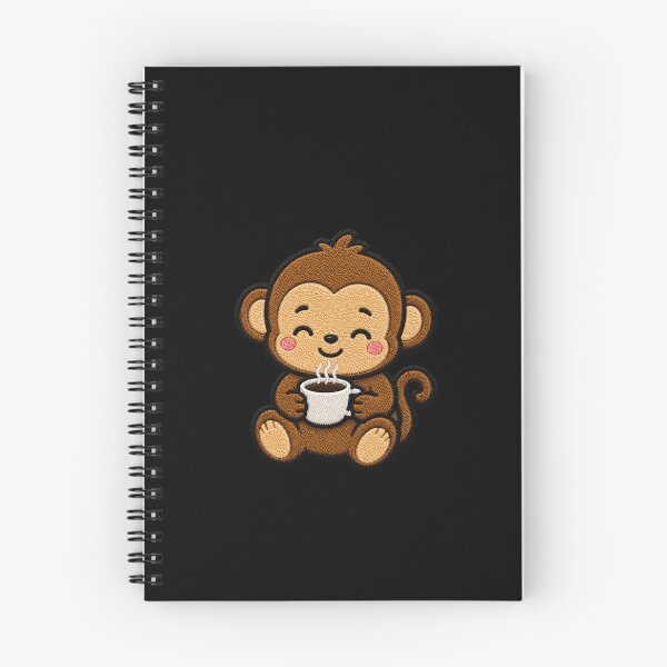 Item preview, Cute Monkey Drinking Coffee Kawaii Embroidery Patch designed and sold by ColorSplash123.