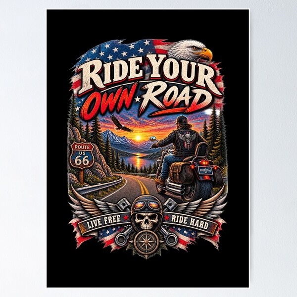 Item preview, Ride Your Own Road - Vintage Biker Americana Motorcycle T-Shirt designed and sold by DomKo10.