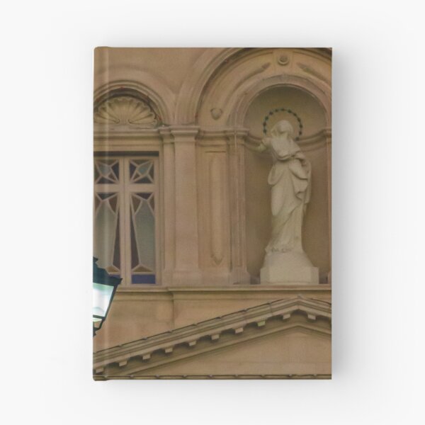 Item preview, Glowing Street Lamp in Front of Historic Classical Building With Statue and Columns at Night designed and sold by Nmallia.
