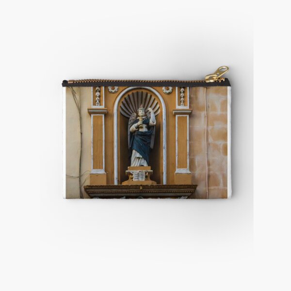 Item preview, Angel Statue in Ornate Niche on Historic Church Facade With Decorative Architectural Details designed and sold by Nmallia.