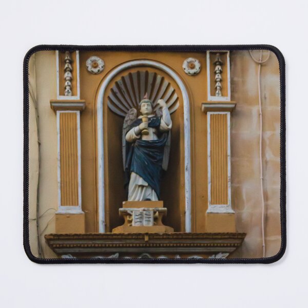 Item preview, Angel Statue in Ornate Niche on Historic Church Facade With Decorative Architectural Details designed and sold by Nmallia.