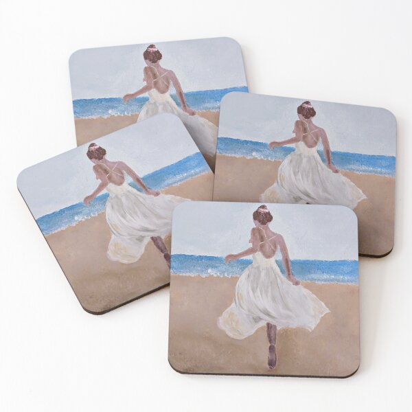 Item preview, Woman on the beach in a white dress, sea, freedom & summer art designed and sold by tevahart.