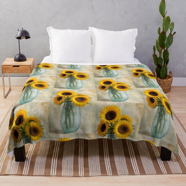 Item preview, Golden Sunflowers in an Aqua Vase designed and sold by Kimberly Palmer.
