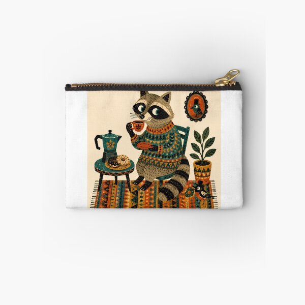 Item preview, Wall Art - Postcard - T-shirt: Cozy Raccoon Tea Time designed and sold by ForeverPrintsOK.