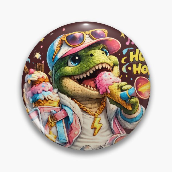 Item preview, Cute Dinosaur Eating Ice Cream on Scooter designed and sold by Funnygiftsstudio .