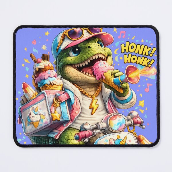 Item preview, Cute Dinosaur Eating Ice Cream on Scooter designed and sold by Funnygiftsstudio .