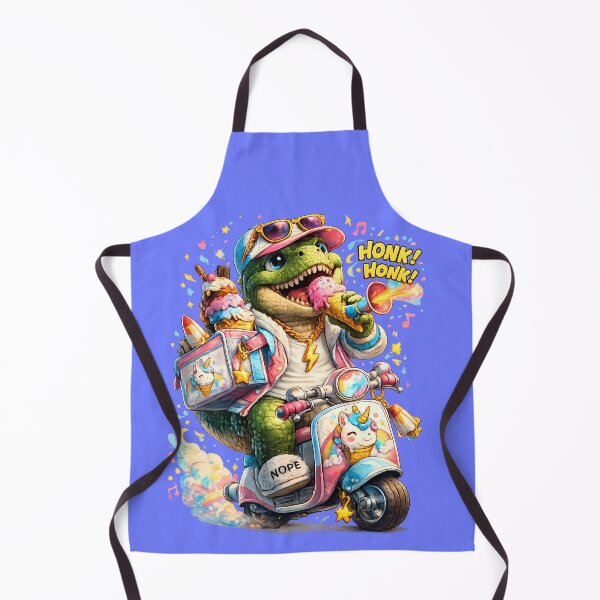 Item preview, Cute Dinosaur Eating Ice Cream on Scooter designed and sold by Funnygiftsstudio .