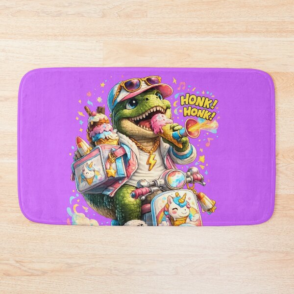 Item preview, Cute Dinosaur Eating Ice Cream on Scooter designed and sold by Funnygiftsstudio .
