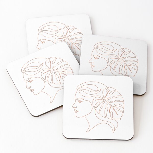Item preview, Minimalist Woman Profile Monstera Leaf Line designed and sold by GTFullShop.