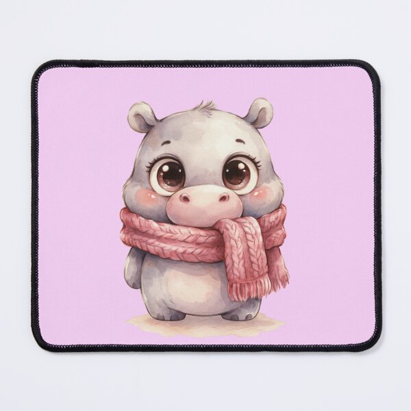 Item preview, Cute Baby Hippo in Pink Scarf – Whimsical Watercolor Animal. designed and sold by SaraSumi.