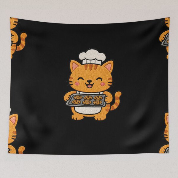 Item preview, Cute Cat Baking Cookies Kawaii Embroidery Patch designed and sold by ColorSplash123.