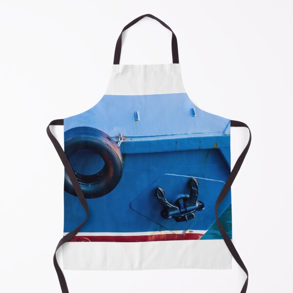 Item preview, Blue Boat Hull With Black Tire Fender And Anchor Close-Up At Harbor Dock designed and sold by Nmallia.