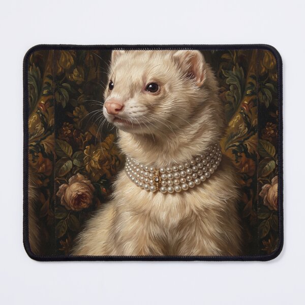Item preview, Regal Ferret with Gold Pearl Choker designed and sold by Real Beast Art.