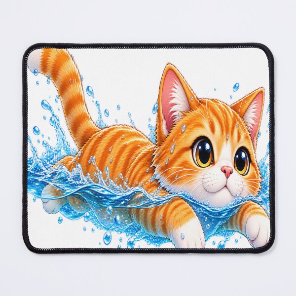 Item preview, Cute Orange Cat Swimming – Funny Water Cat Sticker designed and sold by Genzfirevibes.