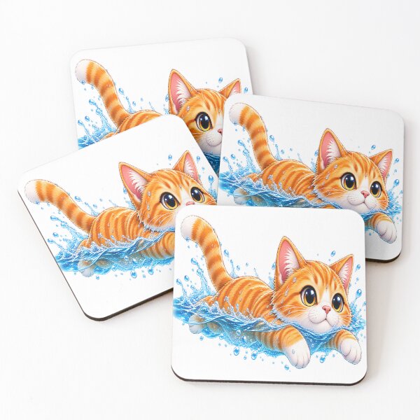Item preview, Cute Orange Cat Swimming – Funny Water Cat Sticker designed and sold by Genzfirevibes.