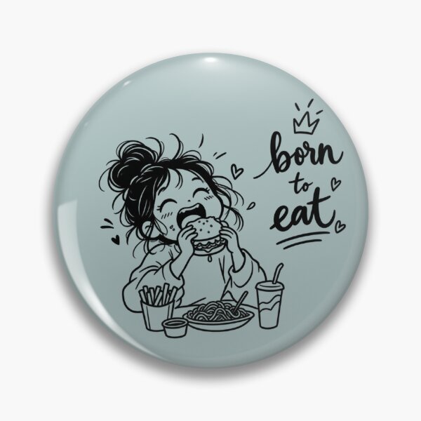 Item preview, Born to Eat – Cute Foodie Girl Cartoon Sticker designed and sold by PearlPathFinds.