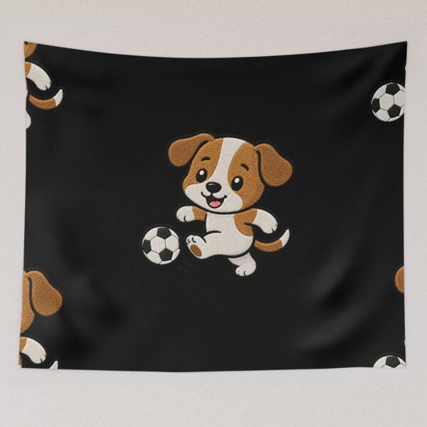 Item preview, Cute Dog Playing Soccer Kawaii Embroidery Patch designed and sold by ColorSplash123.
