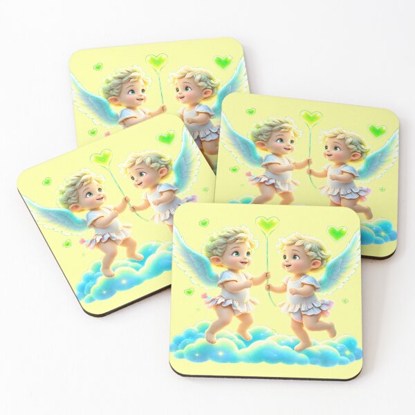 Item preview, Adorable Cherub Angels with Heart Balloon designed and sold by MagicCrystal.