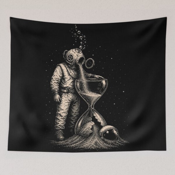 Item preview, Time Runs Deep – Vintage Diver & Hourglass designed and sold by isaiane-isa.