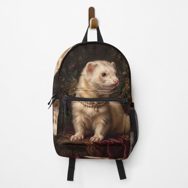 Item preview, Noble Ferret with Ruby Flower Pearl Necklace designed and sold by Real Beast Art.
