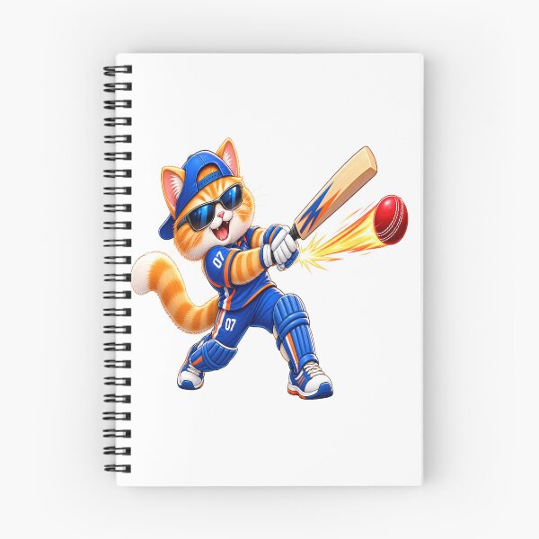 Item preview, Cool Orange Cat Cricketer – Funny Cricket Cat Sticker designed and sold by Genzfirevibes.