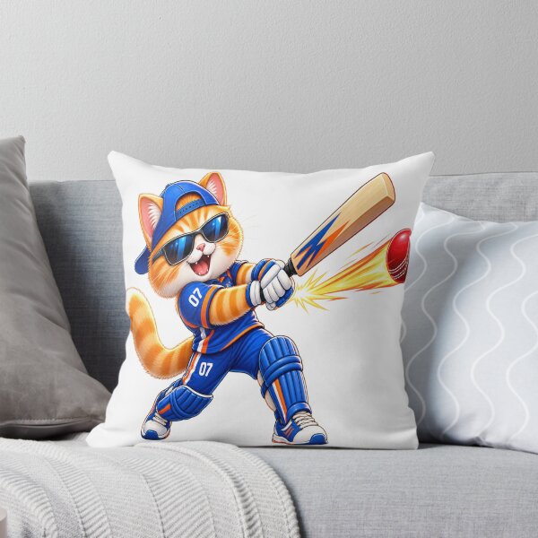 Item preview, Cool Orange Cat Cricketer – Funny Cricket Cat Sticker designed and sold by Genzfirevibes.