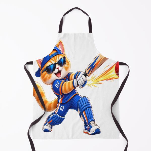 Item preview, Cool Orange Cat Cricketer – Funny Cricket Cat Sticker designed and sold by Genzfirevibes.