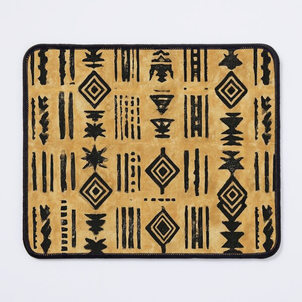 Item preview, Tribal Block Print Pattern Black Ochre Folk Symbols designed and sold by Nine Lives Studio.
