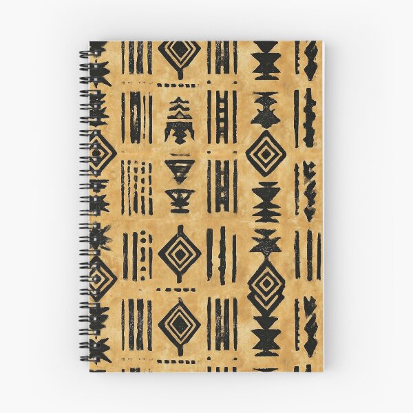 Item preview, Tribal Block Print Pattern Black Ochre Folk Symbols designed and sold by Nine Lives Studio.